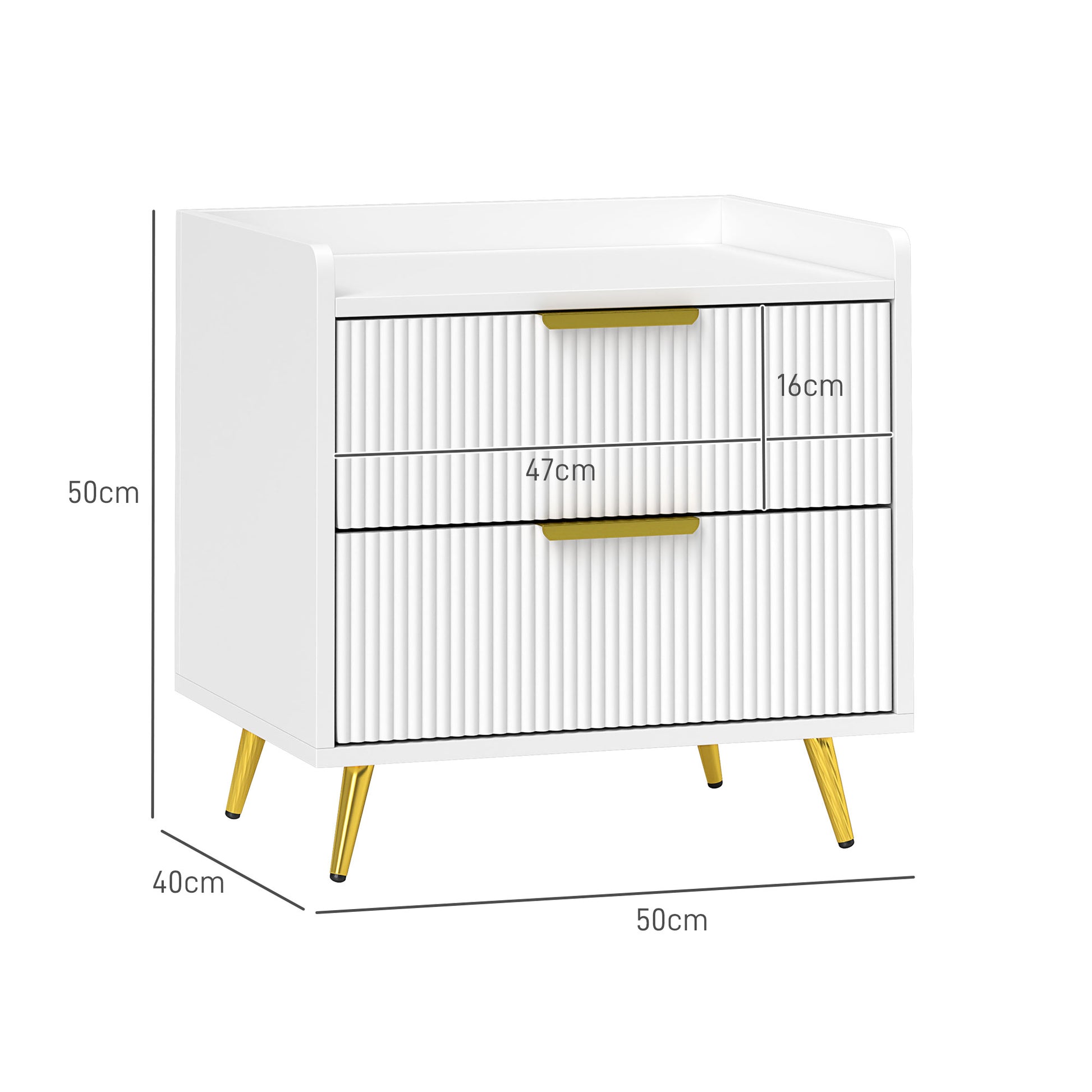 HOMCOM Elegant Two-Drawer Bedside Table Set of 2 - White--ChewyGames-ChewyGames