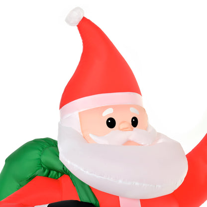 HOMCOM 8ft Christmas Inflatable Santa Holiday Garden Decoration, Indoor Outdoor Lawn Blow Up Decor