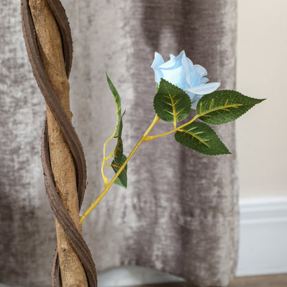 Outsunny Set of 2 Artificial Plants White Rose Floral in Pot, Fake Plants for Home Indoor Decor, 90cm, Light Blue-Artificial Flowering Plants-ChewyGames-ChewyGames