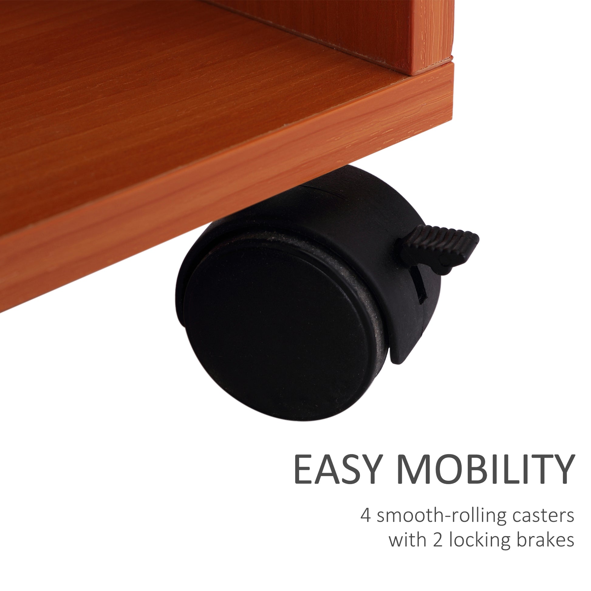 HOMCOM Multi-Storage Compact Work Desk, with Wheels - Cherry Wood Colour--ChewyGames-ChewyGames