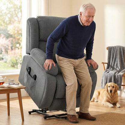 HOMCOM Recliner Armchair Lift Chair, Electric Recliner Chair with Vibration Massage and Heat, Wide Seat, USB Port, Grey