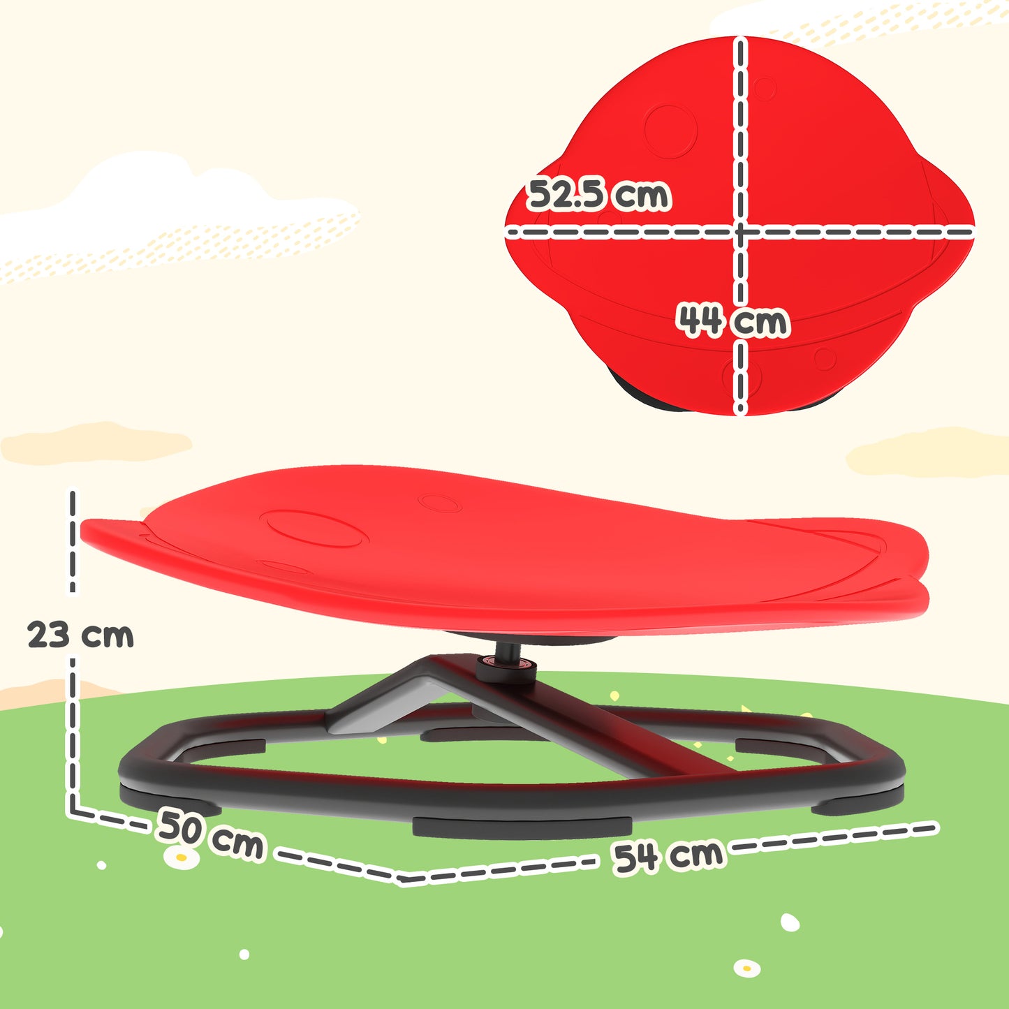 AIYAPLAY Planet-Shaped-kids Swivel Chair, Sensory Spinning Chair for Balance, Coordination Training, Red