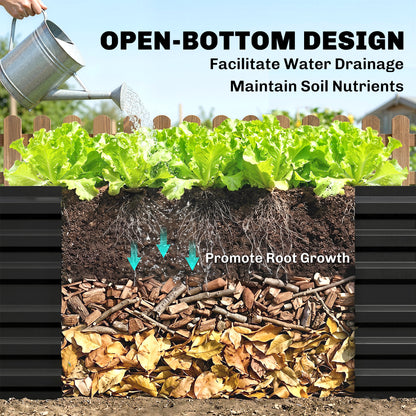 Outsunny Raised Beds for Garden, Galvanised Steel Outdoor Planters with Multi-reinforced Rods, 180 x 90 x 59 cm, Black