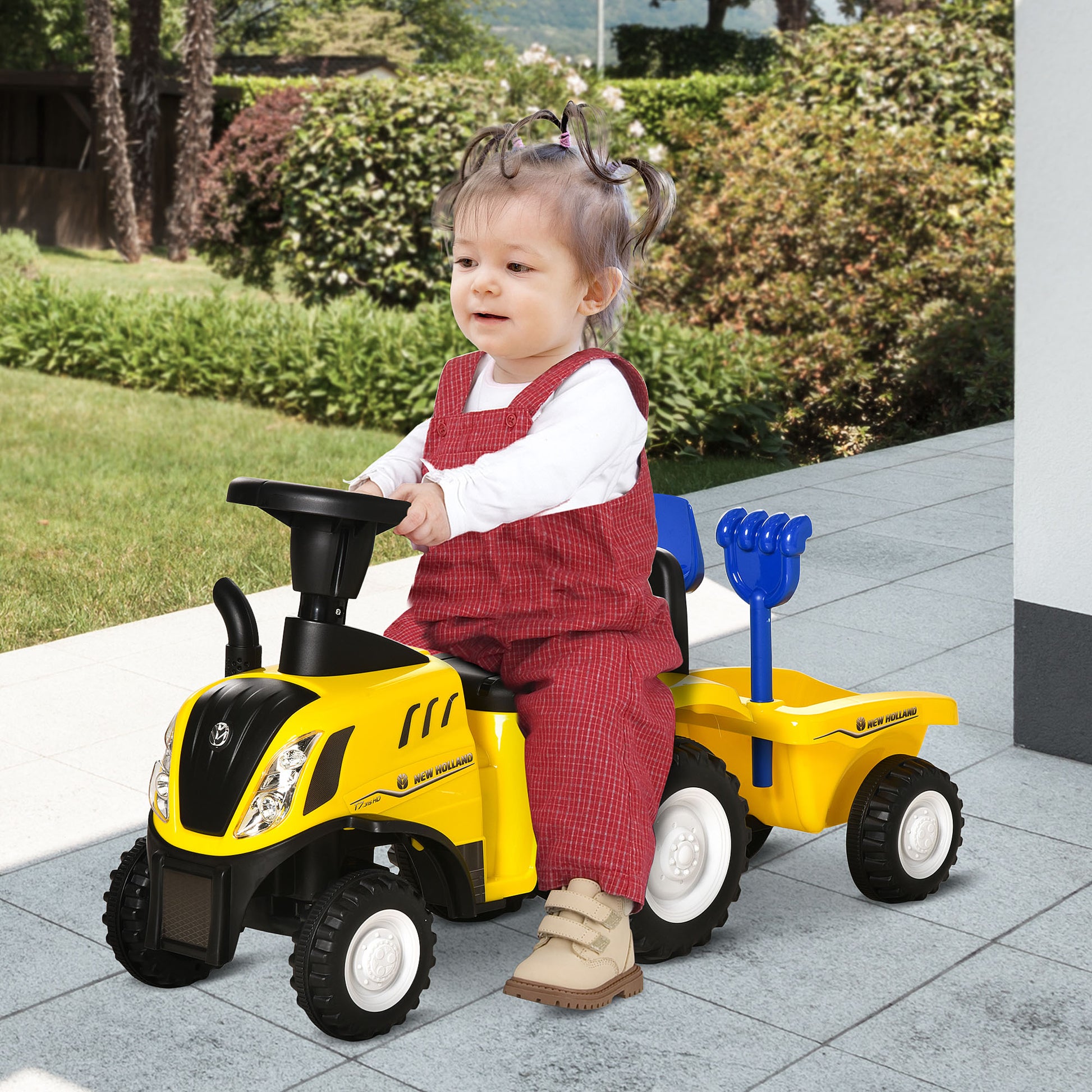 HOMCOM Ride On Tractor Toddler Walker Foot To Floor Slider w/ Horn Storage Steering Wheel for 1-3 Years Old Yellow--ChewyGames-ChewyGames