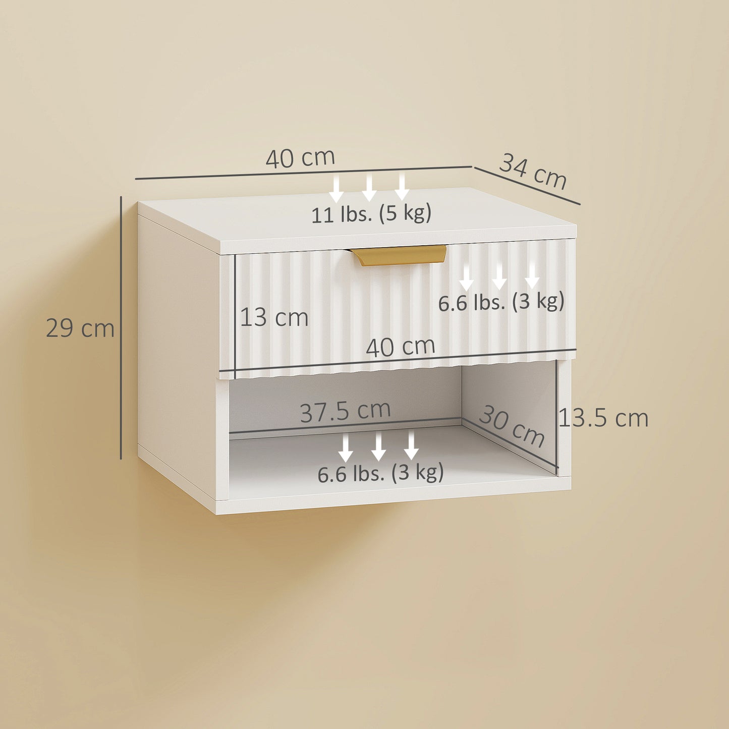 HOMCOM Floating Nightstands Set of 2, Modern Wall Mounted Bedside Tables, White-Nightstands-ChewyGames-ChewyGames