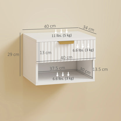 HOMCOM Floating Nightstands Set of 2, Modern Wall Mounted Bedside Tables, White-Nightstands-ChewyGames-ChewyGames