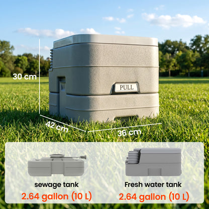 HOMCOM 10L Plastic Portable Toilet - Grey