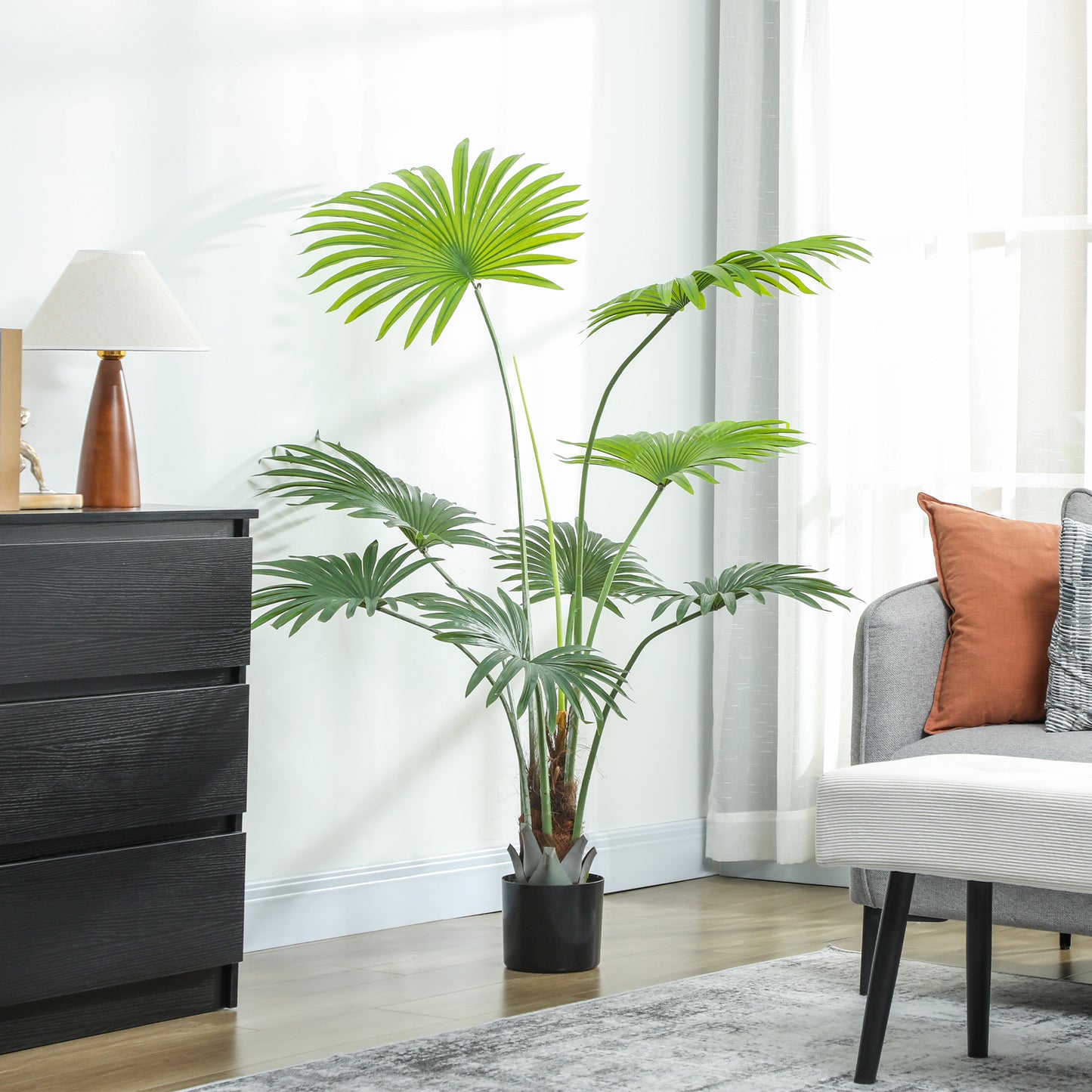 HOMCOM 145cm Artificial Palm Tree, Decorative Artificial Plant with Lifelike PEVA Leaves and Coconut Coir, Fake Tree with Plastic Pot and Flocking for Home Office Decor, Green--ChewyGames-ChewyGames