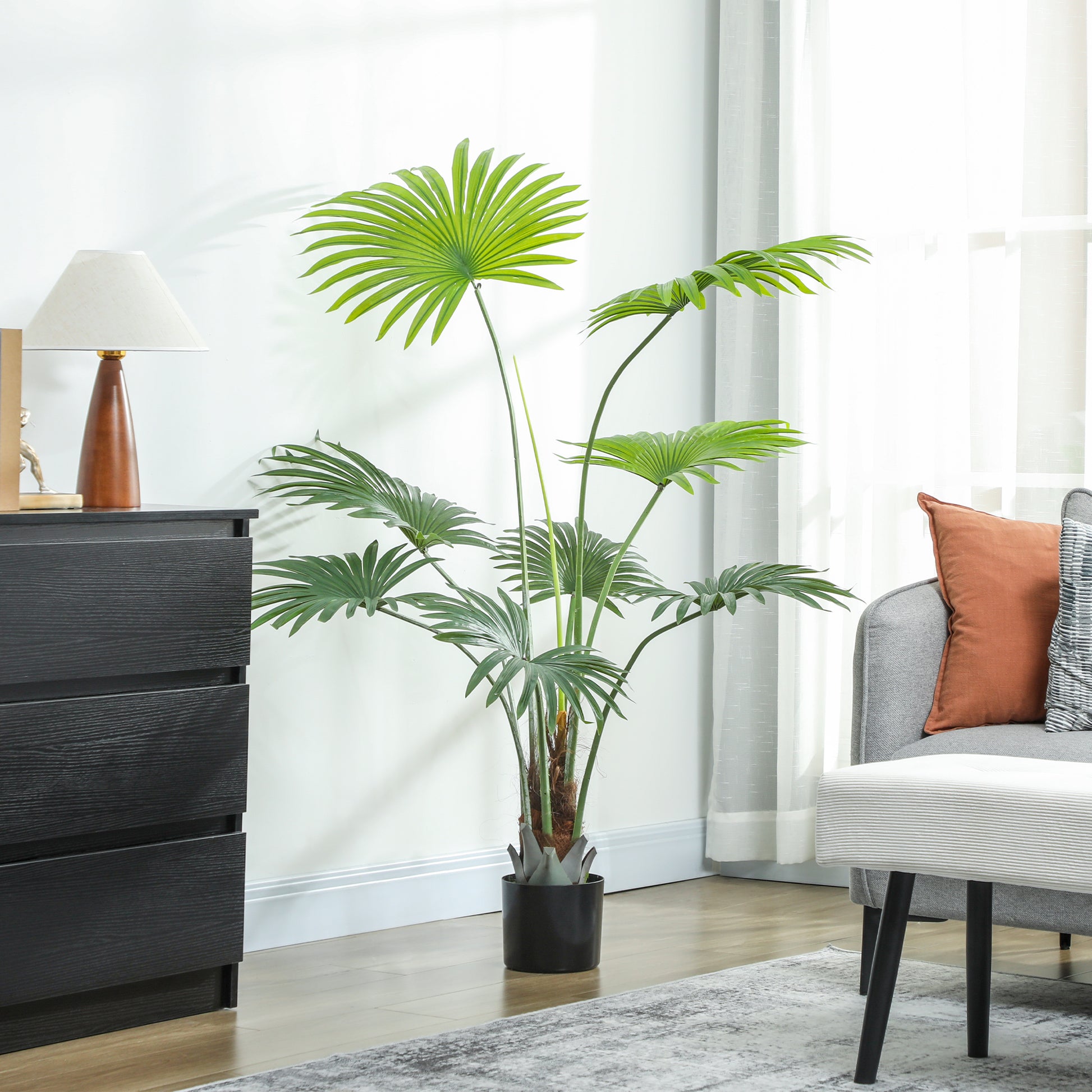 HOMCOM 145cm Artificial Palm Tree, Decorative Artificial Plant with Lifelike PEVA Leaves and Coconut Coir, Fake Tree with Plastic Pot and Flocking for Home Office Decor, Green--ChewyGames-ChewyGames