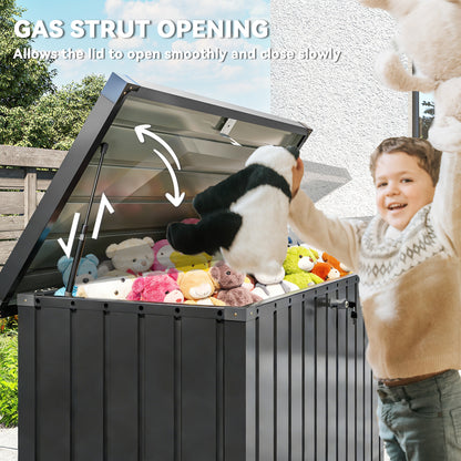 Outsunny 400L Galvanised Steel Garden Storage Box, Black