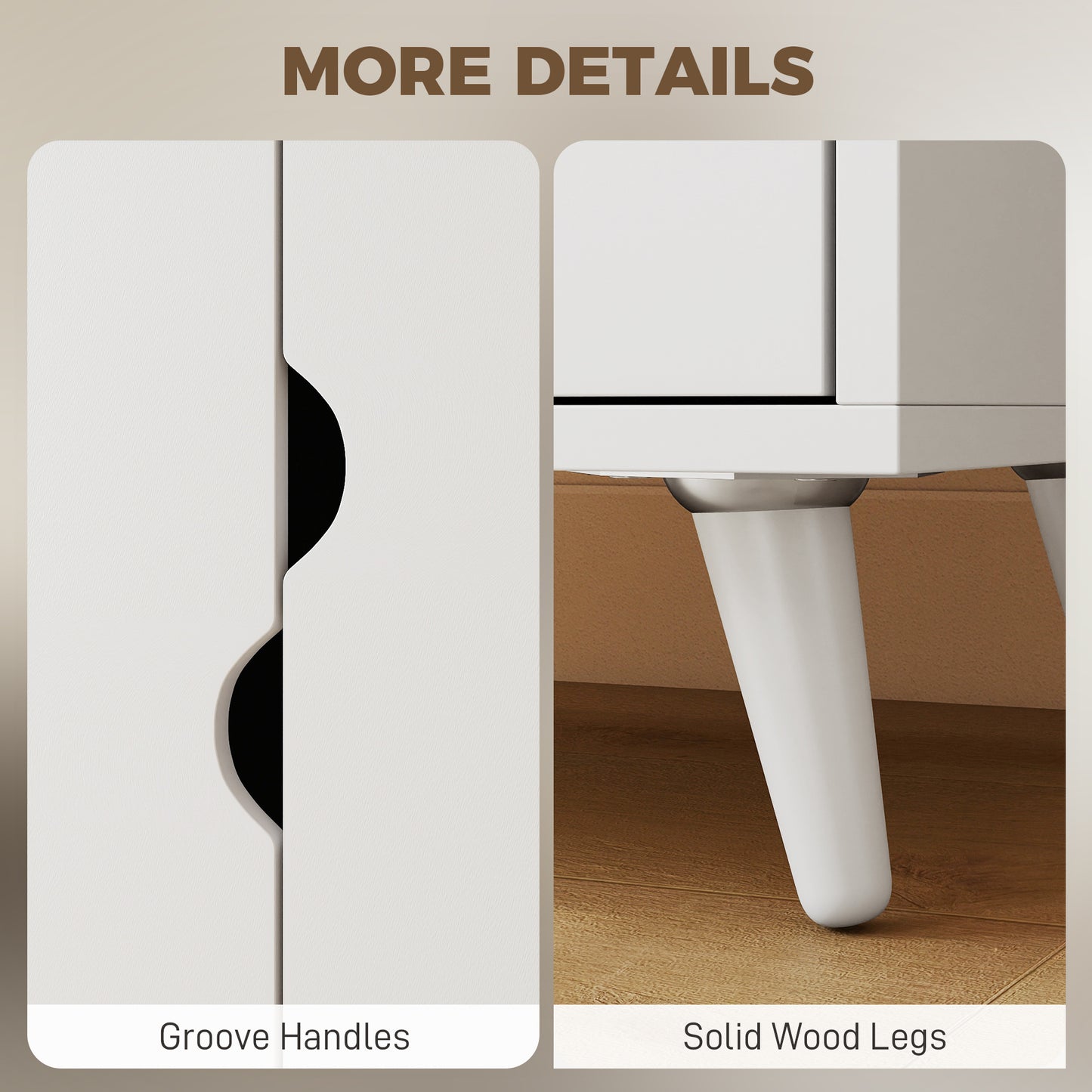HOMCOM Elegant Home Storage Organisation Furniture, 2-Door Clothes Wardrobe with 2 Drawers, Wood Feet, White