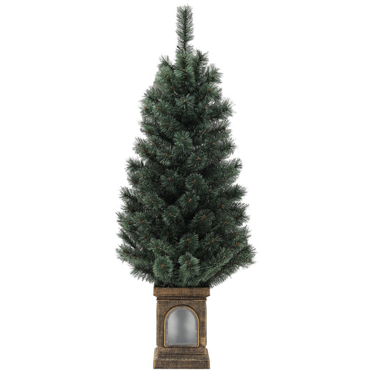 HOMCOM 4ft Artificial Christmas Tree with 80 Warm White LED Lights, 8 Modes and Remote, Realistic Xmas Tree with Square Stand for Party Decoration, Green