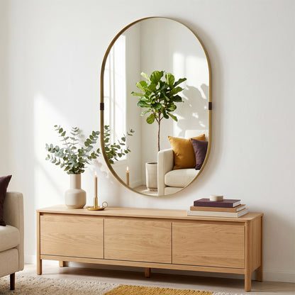 HOMCOM Wall Mirror, Bathroom Mirror with Elevated Aluminium Alloy Frame, 60 x 90 cm, Gold Tone