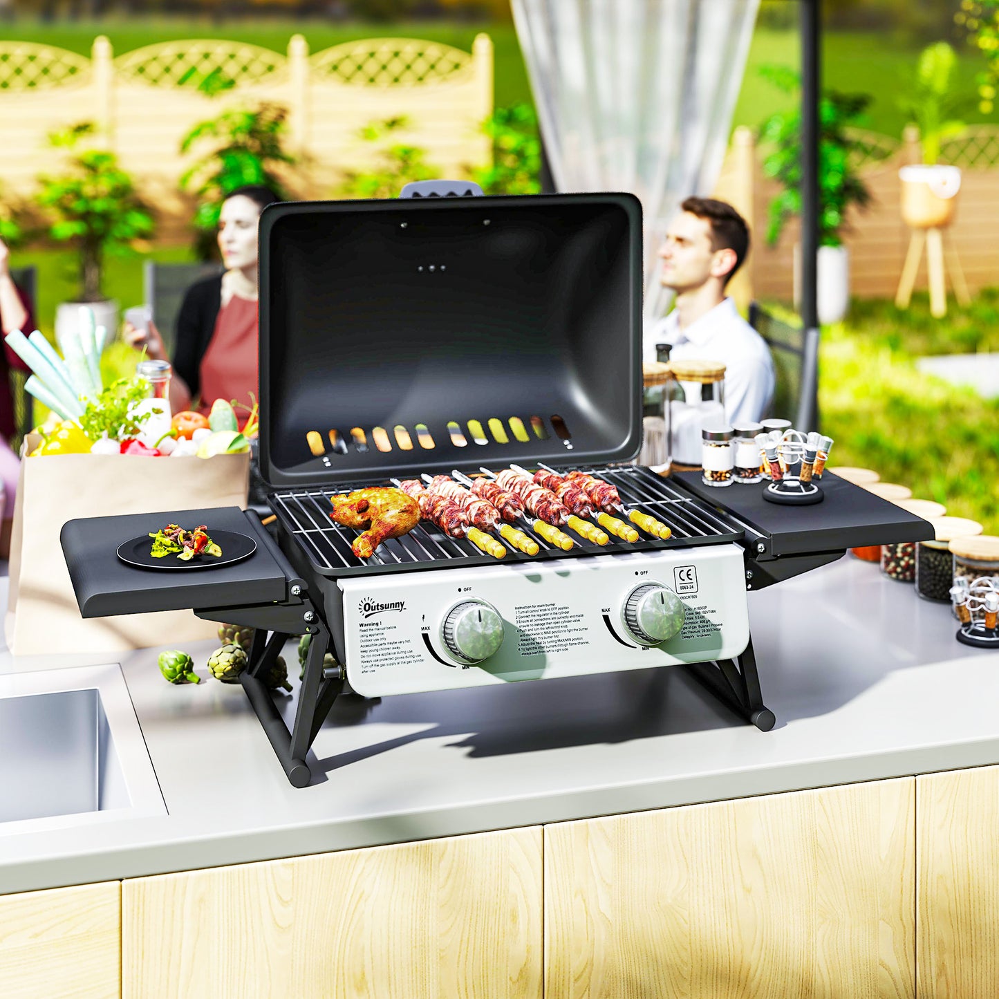 Outsunny Two-Burner Compact Gas Grill - Black
