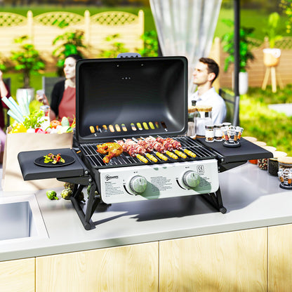 Outsunny Two-Burner Compact Gas Grill - Black
