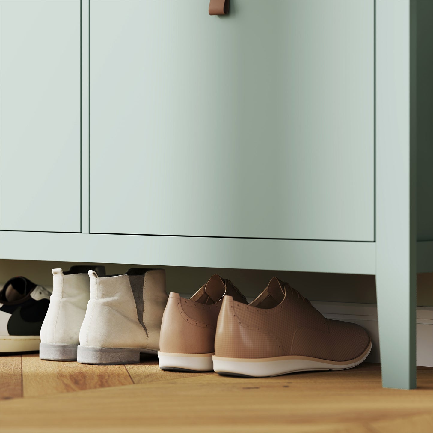 HOMCOM Modern Four-Drawer Shoe Cabinet - Green