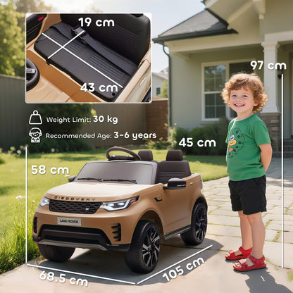 AIYAPLAY Land Rover Discovery Licensed 12V Kids Electric Car with Remote, 4 Wheel Suspension, Slow Start, Lights, Music, Khaki-Electric Riding Vehicles-ChewyGames-ChewyGames