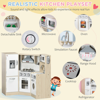 HOMCOM Kids Kitchen Playset, with Accessories, Storage Space--ChewyGames-ChewyGames