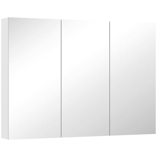 HOMCOM Three-Mirror Bathroom Storage Cabinet - White
