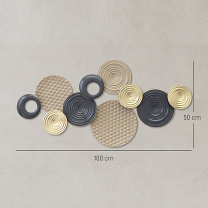 HOMCOM Metal Wall Art, Modern Hanging Wall Decor with Multi-Disc Design for Living Room Bedroom Dining Room