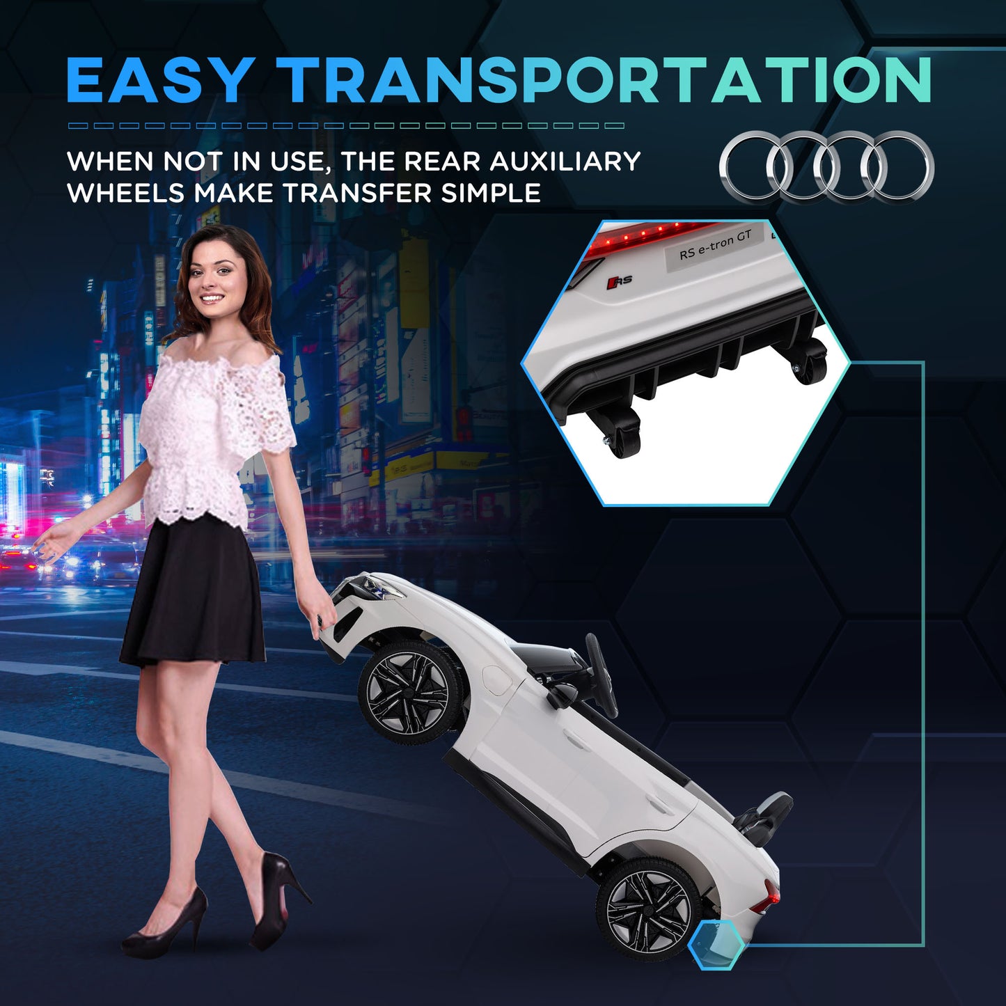 HOMCOM Audi Licensed 12V Kids Electric Ride-On, with Remote Control, Suspension System, Lights, Music, Motor - White--ChewyGames-ChewyGames
