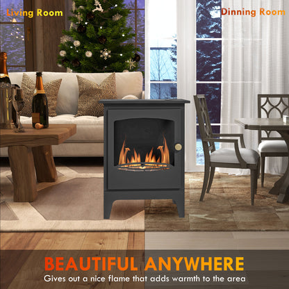 HOMCOM Freestanding Ethanol Fireplace, Steel Bioethanol Fireplace with Stainless Steel Flame Snuffer, 0.9L Tank, 3 Hours Burning Time for Indoor, Black