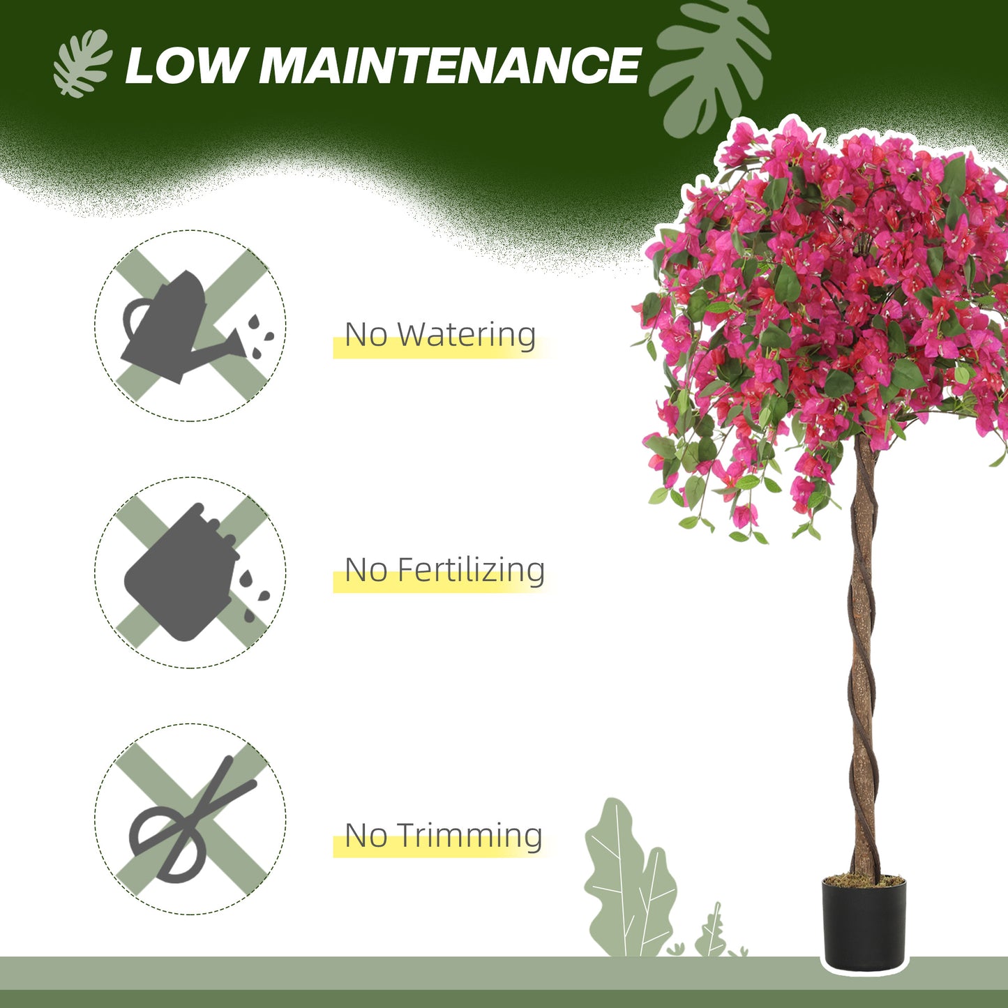 HOMCOM Artificial Plants Murraya, 120 cm Artificial Blossom, Fake Plants in Pot, Large Red Artificial Tree with Flowers for Home House Office Garden Decoration (2 Pack)