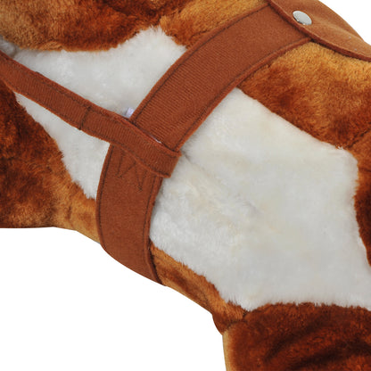 HOMCOM Rocking Horse Kids Ride on Walking Horse Animal Pony Wheeled Riding Plush Toy w/Sound for 2 Years and Up (Brown)