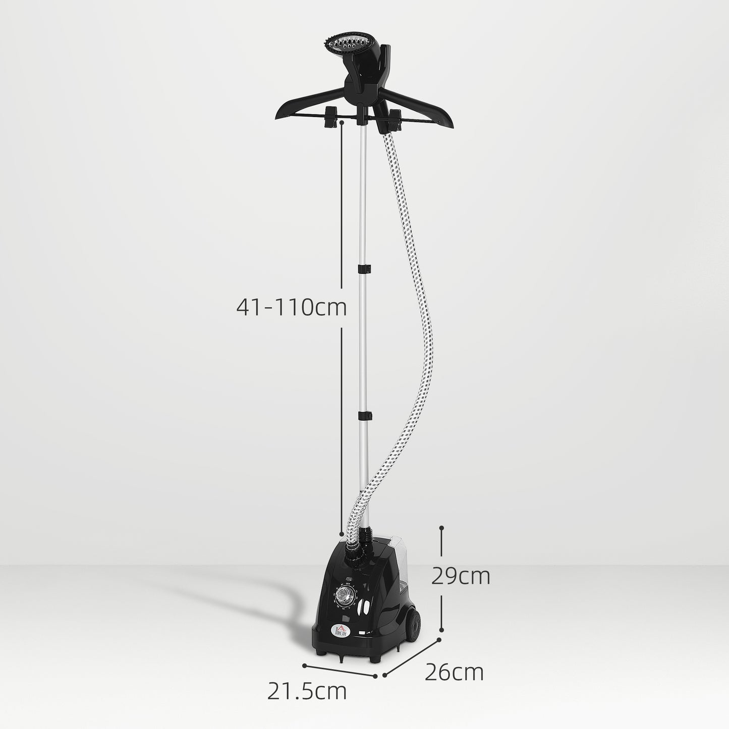 HOMCOM Clothes Steamer with Adjustable Pole Clothes Steamer 11 Steam Levels 41-110 cm Black