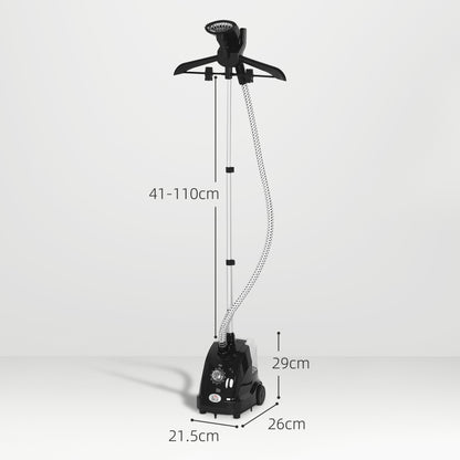 HOMCOM Clothes Steamer with Adjustable Pole Clothes Steamer 11 Steam Levels 41-110 cm Black