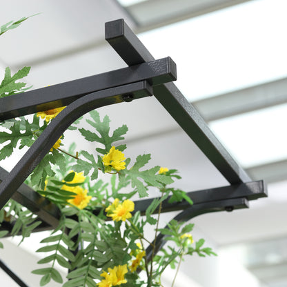 Outsunny 210cm Decorative Metal Garden Trellis Arch with Durable Steel Tubing & Elegant Scrollwork, Great for Weddings, Dark Gre