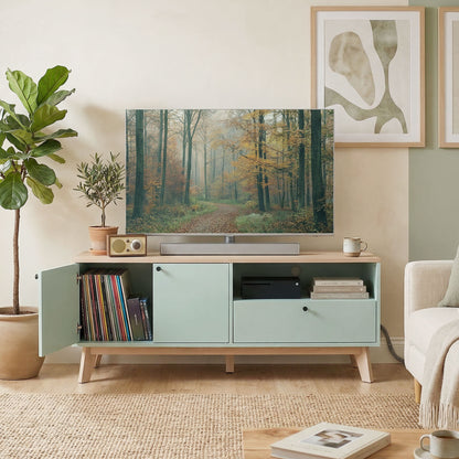 HOMCOM TV Stand Cabinet for Television up to 36 Inch, Modern TV Unit with 2 Doors, Entertainment Center with Adjustable Shelf