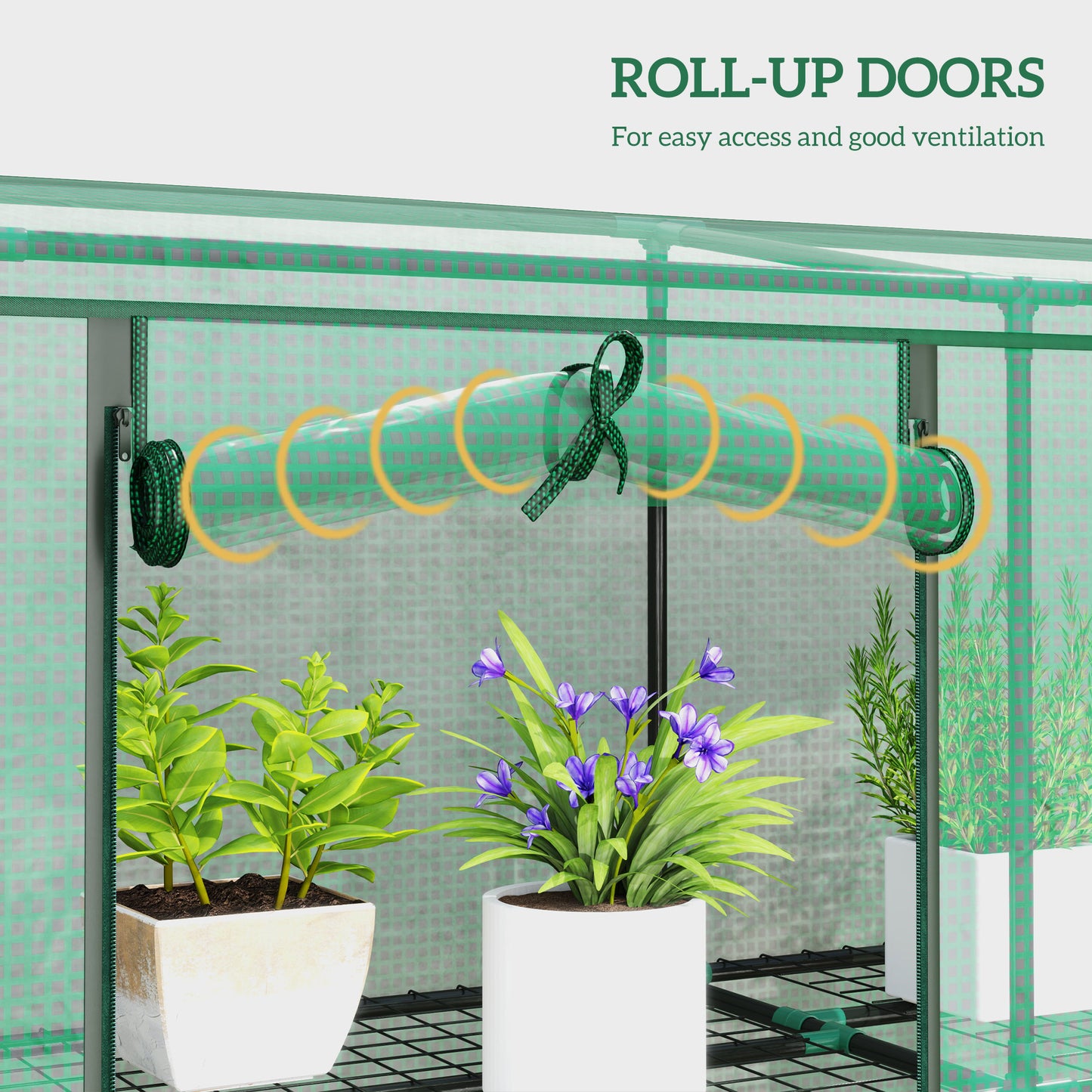 Outsunny 46 x 215cm Nine-Shelf Greenhouse - Green