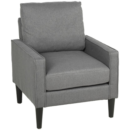 HOMCOM Accent Chair, Removable Pillow Linen Armchair with Comfy Spring Cushion for Living Room, Bedroom, Study, Dark Grey