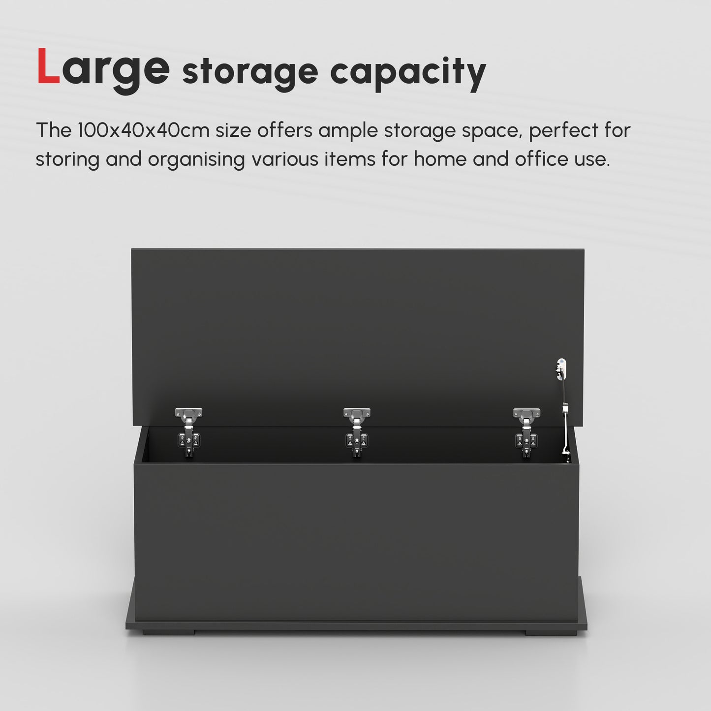 HOMCOM 113L Storage Chest, Storage Box with Flip-Top Lid and 2 Safety Hinges, Storage Trunk for Living Room, Entryway, 100 x 40 x 40 cm, Black--ChewyGames-ChewyGames
