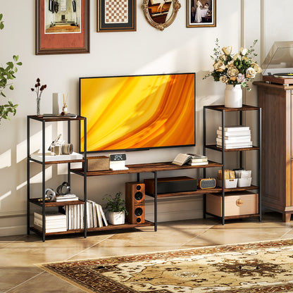 HOMCOM TV Unit for TVs up to 55 Inches, Industrial TV Stand with Storage Shelves, Entertainment Centre for Living Room, Bedroom