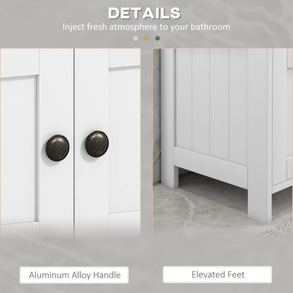 kleankin Pedestal Under Sink Cabinet with Double Doors, Modern Bathroom Vanity Storage Unit with Shelves, White