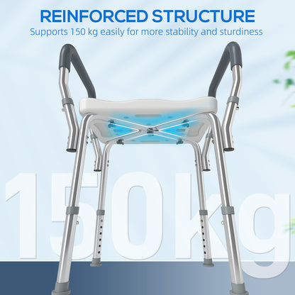 HOMCOM 57-69cm Aluminium Frame Bath Seat - Light Blue