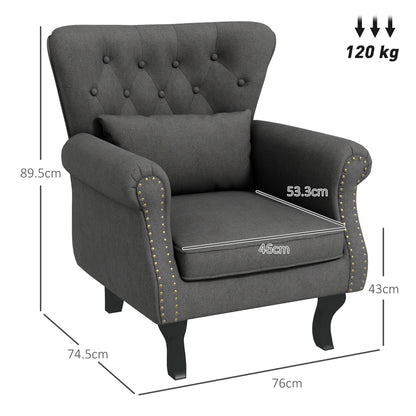 HOMCOM Chesterfield-Style Accent Chair - Grey