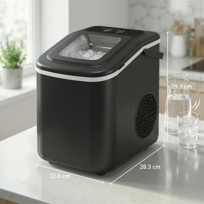 HOMCOM Countertop Ice Maker Machine 9 Cubes in 7 Mins Portable Ice Machine Ice Scoop and Basket 2 Sizes Black