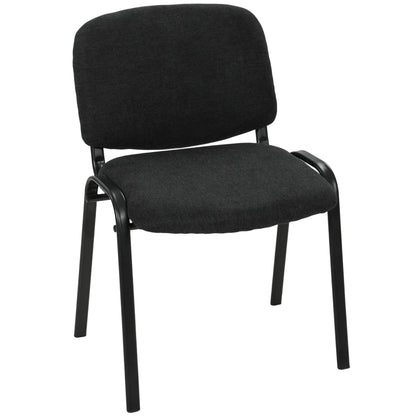 HOMCOM Meeting Chair, Stackable Ergonomic Office Chair with Padded Seat, Curved Backrest for Conference Room, Black