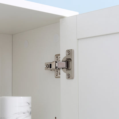kleankin Tall Bathroom Storage Cabinet with Mirror, Narrow Bathroom Unit, Freestanding Bathroom Cupboard with Adjustable Shelves and 2 Doors, White