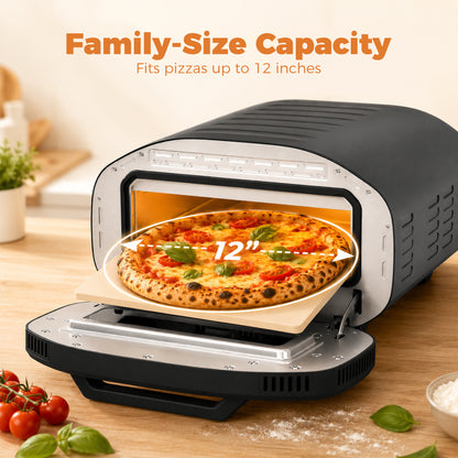 HOMCOM Electric Pizza Oven, Pizza Maker with 3 Knob Control and Ceramic Stone, Viewing Window, 2200W