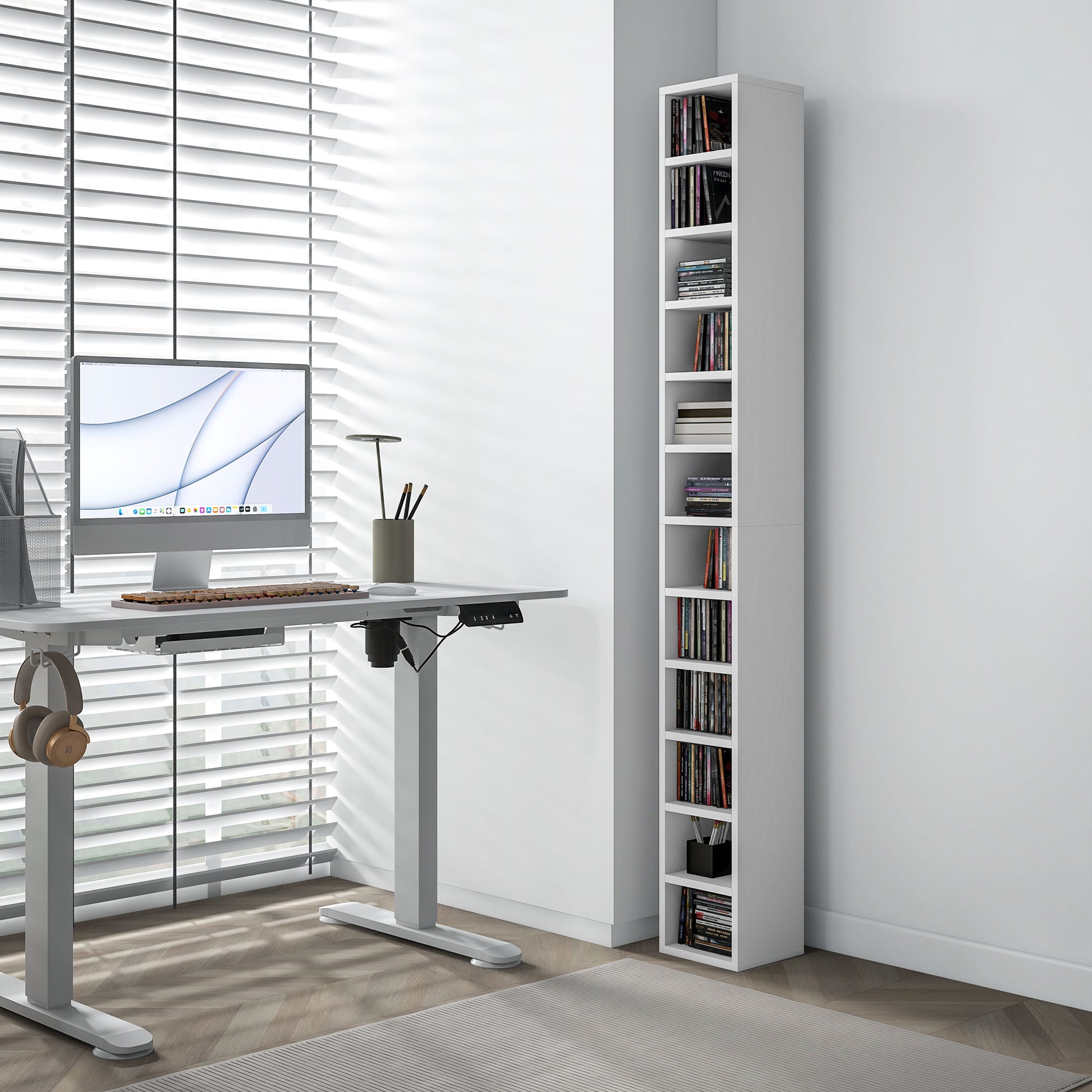 HOMCOM 204 CD Tall Narrow Media Storage Tower - White--ChewyGames-ChewyGames