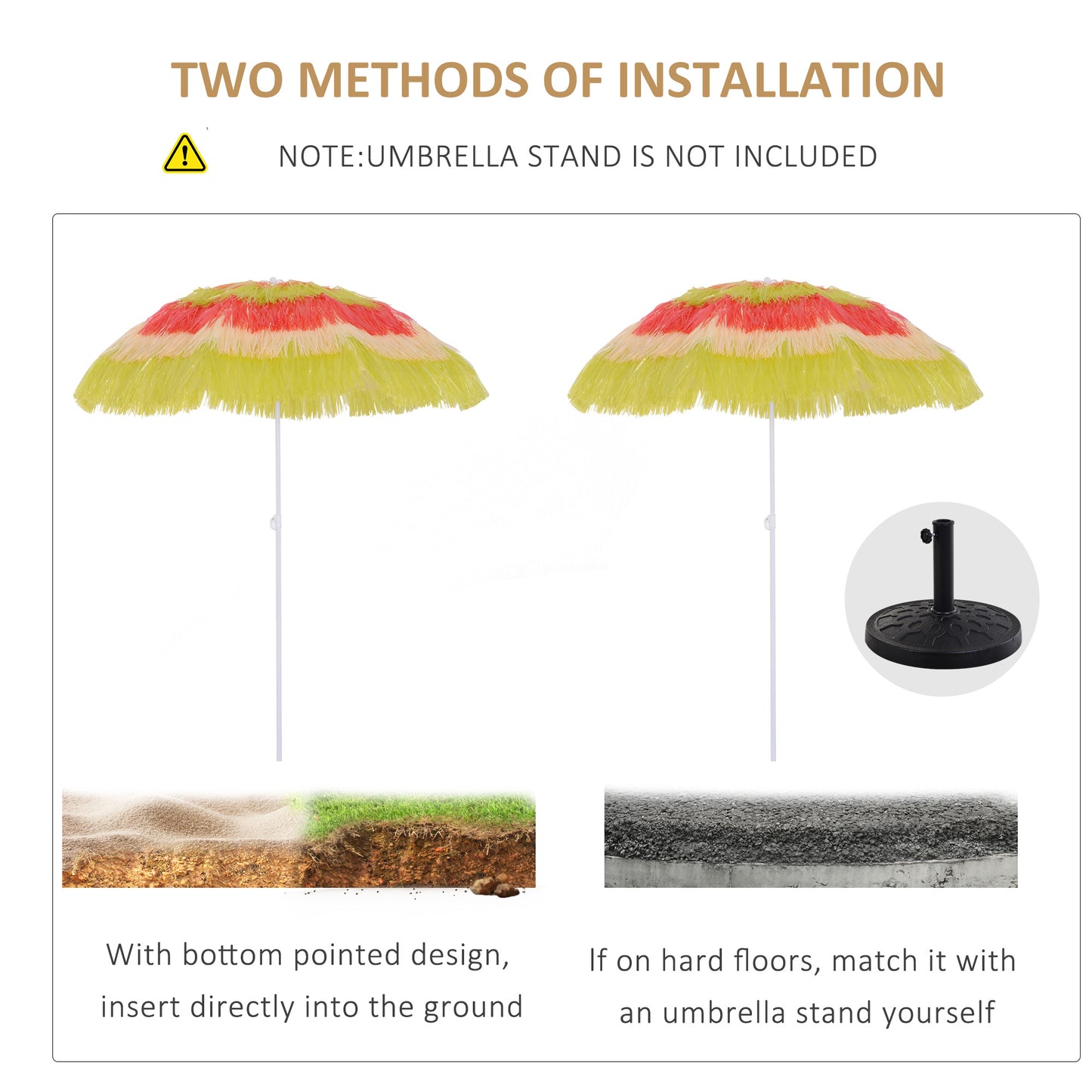 Outsunny 1.6m Garden Hawaii Parasol, Patio Beach Sun Umbrella Sunshade Hawaiian Folding Tilting Crank Parasol (Multicolour)-Parasols-ChewyGames-ChewyGames