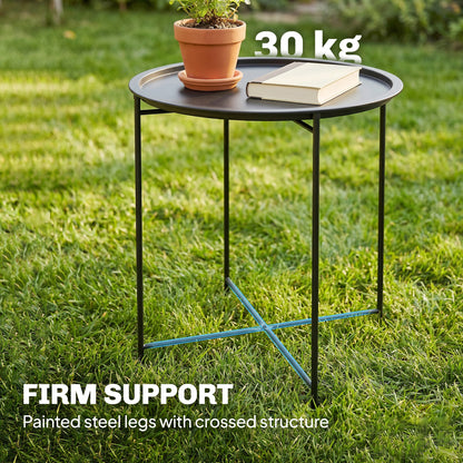 Outsunny Steel Removable Tray Top Garden Table - Black