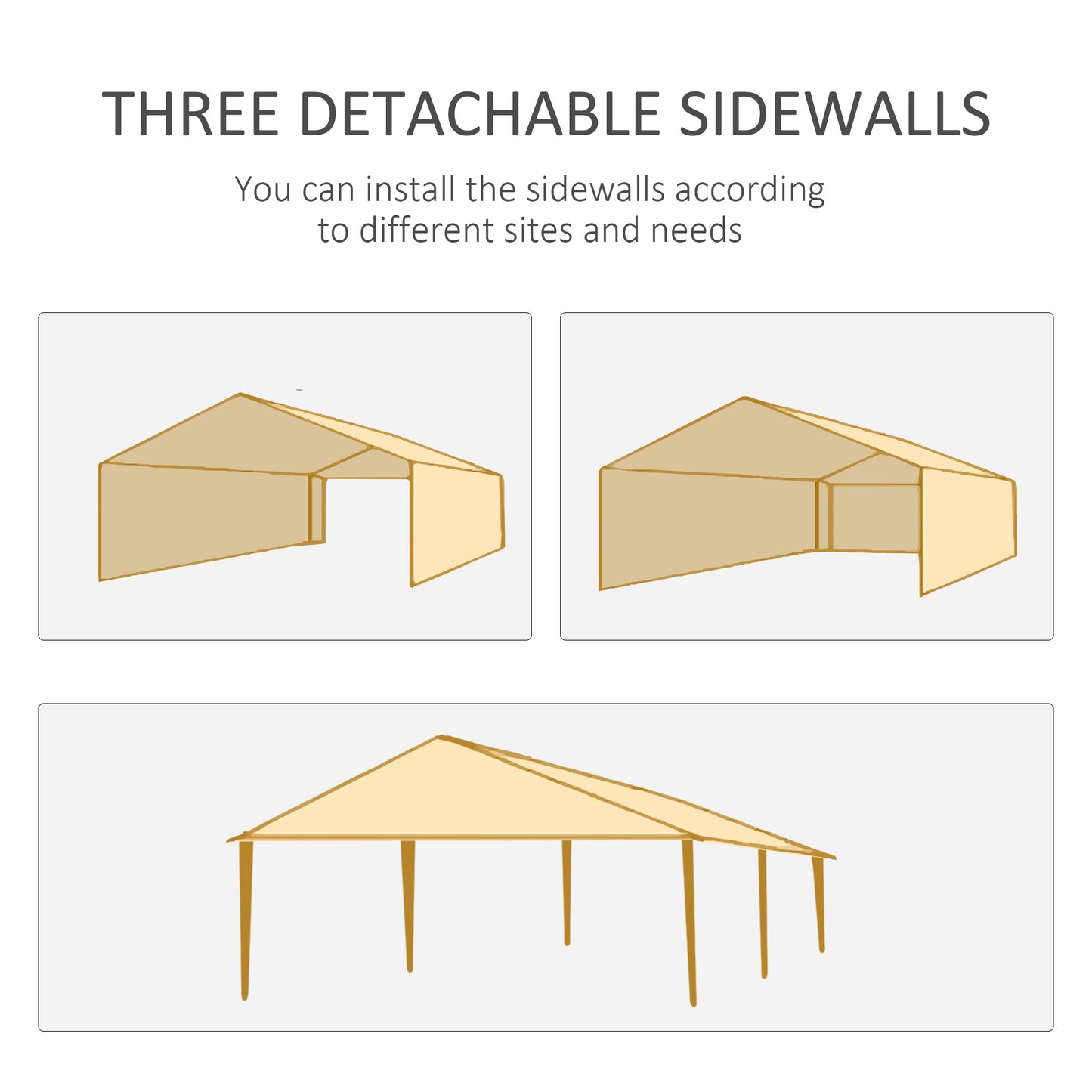 Outsunny 2.95 x 5.83 m Semi-Open Gazebo - Dark Grey