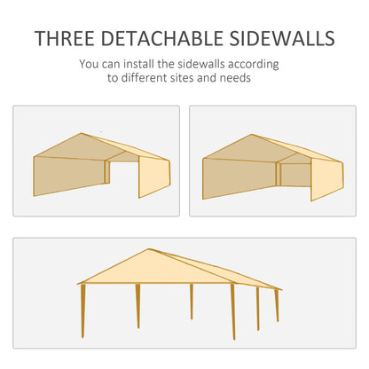Outsunny 2.95 x 5.83 m Semi-Open Gazebo - Dark Grey