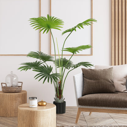 HOMCOM 145cm Artificial Palm Tree, Decorative Artificial Plant with Lifelike PEVA Leaves and Coconut Coir, Fake Tree with Plastic Pot and Flocking for Home Office Decor, Green--ChewyGames-ChewyGames