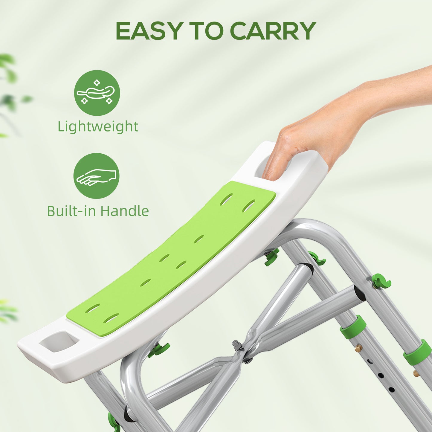 HOMCOM 44-51.5cm Aluminium Frame Shower/Bath Stool - Green
